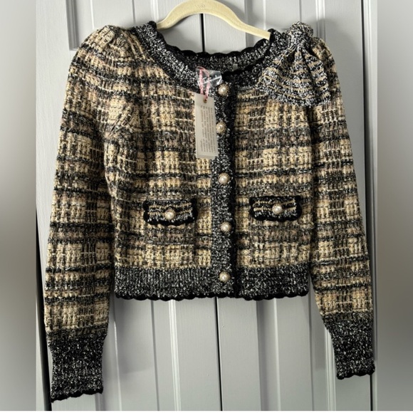 Loveshackfancy Chantria boucle tweed cropped cardigan Size XS NWT. - Picture 2 of 8